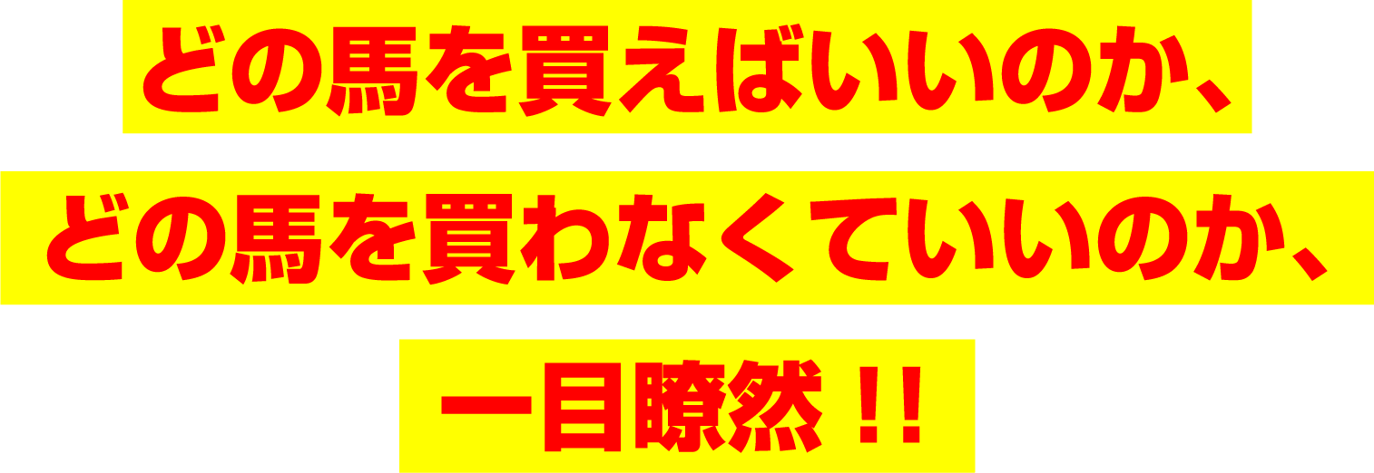 どの馬を買えばいいのか、どの馬を買わなくていいのか、一目瞭然!!